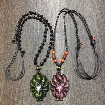 Light-up Natural obsidian fox pendant
Light-up Natural obsidian fox pendant