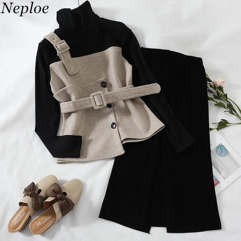 Neploe Two Pieces Sashes Turtle Neck Knitted Top +Skirt Elatic Waist Split 2020 Spring Autumn Casual Fashion Women Suit 69544
Neploe Two Pieces Sashes Turtle Neck Knitted Top +Skirt Elatic Waist Split 2020 Spring Autumn Casual Fashion Women Suit 69544