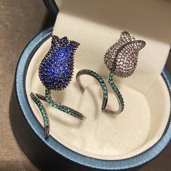 fashion trendy cubic zircon royal blue flower rose open ring for women 
fashion trendy cubic zircon royal blue flower rose open ring for women