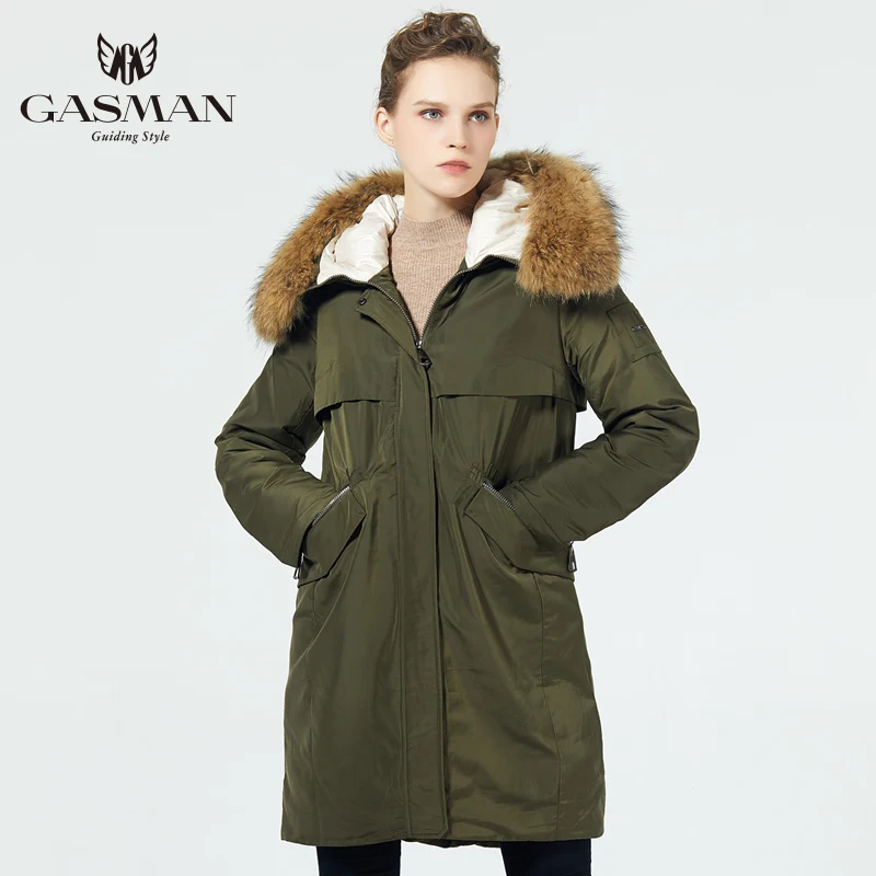 GASMAN 2019 женская зимняя куртка мода Длинный женский пуховик парка с капюшоном