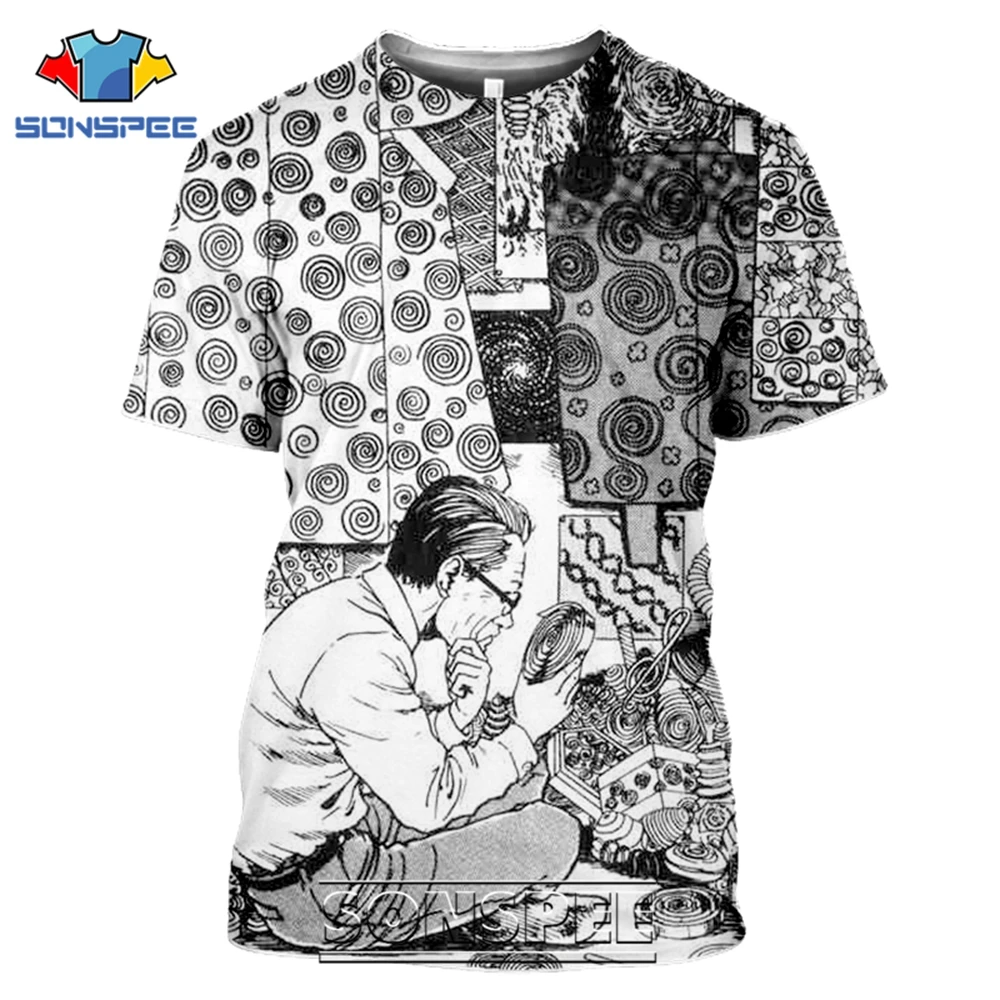 Junji Ito T-shirts SONSPEE 3D Print Men Women Casual Japanese Streetwear Harajuku Hip Hop Horror Aesthetic Anime Tees Tops Shirt (8)