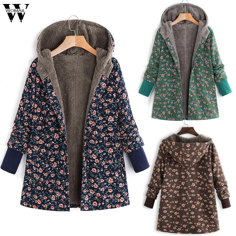 Womail Womens Coats Women Winter Hooded Long Sleeve Vintage Print Fleece Thicken Hasp Coats Outwear women coat 2019 M-5XL
Womail Womens Coats Women Winter Hooded Long Sleeve Vintage Print Fleece Thicken Hasp Coats Outwear women coat 2019 M-5XL
