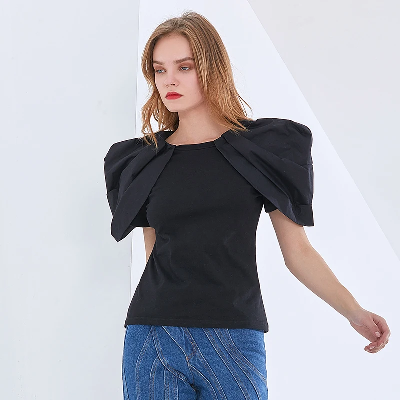 Casual Slim T Shirts For Women O Neck Short Puff Sleeve Female White Ruched Short Tops Fashion New Clothes Summer
Casual Slim T Shirts For Women O Neck Short Puff Sleeve Female White Ruched Short Tops Fashion New Clothes Summer