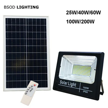

LED Solar Light Flood Lamp 25W 40W 60W 100W 200W Spotlight IP66 White BSOD Auto Solar Lamp Outdoor for Garden Street Garage