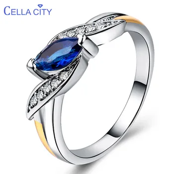 

Cellacity Trendy Silver 925 Jewelry Ring for Women Olive Shaped Gemstones Ruby Amethyst Emerald Sapphire Size6,7,8,9,10 Party