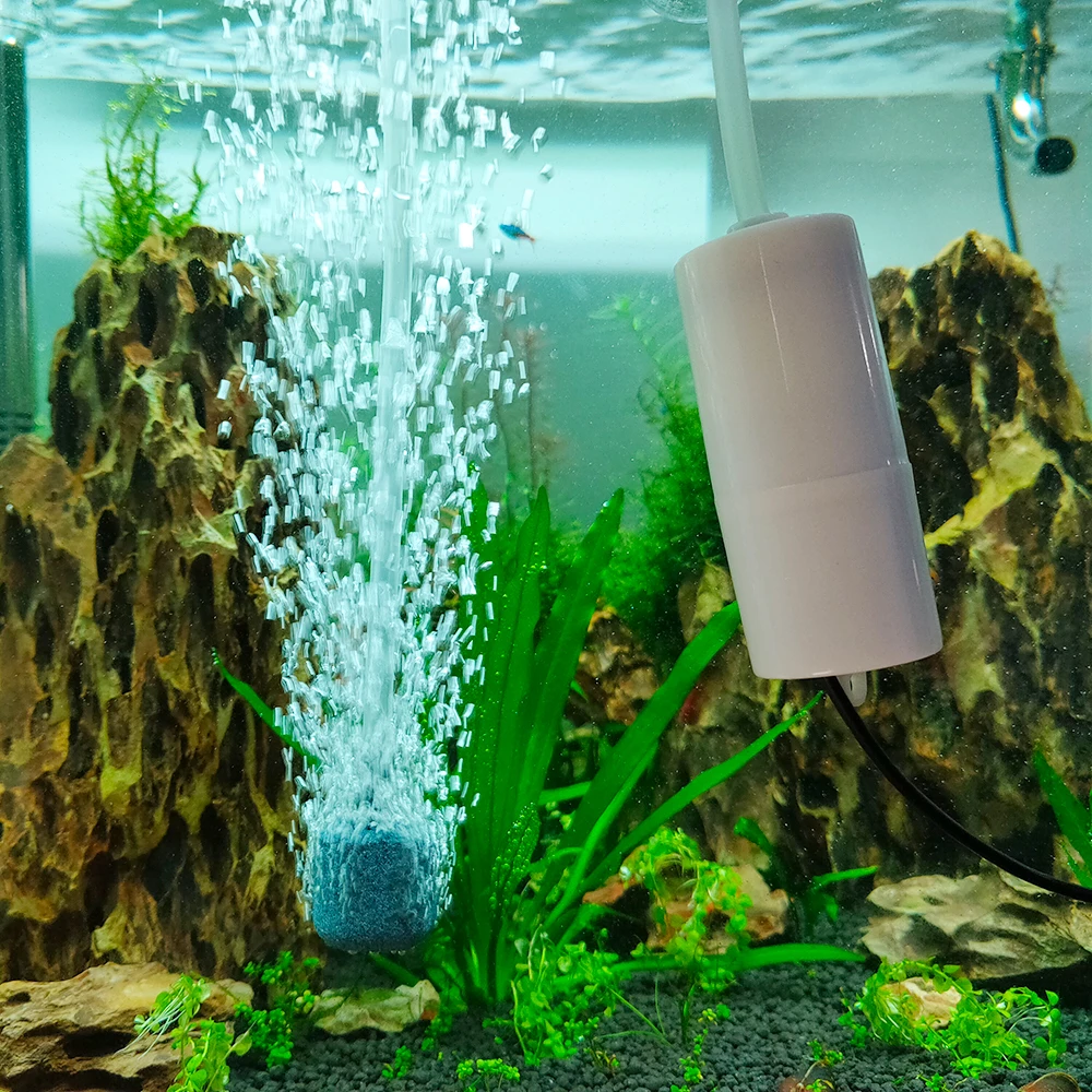 

USB Aquarium Air Pump for Fish/Shrimp Tank Ultra-Quiet Mini Air Compressor with Oxygen Stone Aerator Aquarium Accessories