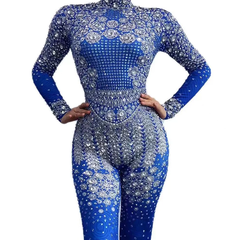 Flashing Blue Sequined Long Sleeve Jumpsuit Stretch Sexy Bodysuit Women Birthday Stage Play Celebrate Dancer Party Show Dress
Flashing Blue Sequined Long Sleeve Jumpsuit Stretch Sexy Bodysuit Women Birthday Stage Play Celebrate Dancer Party Show Dress