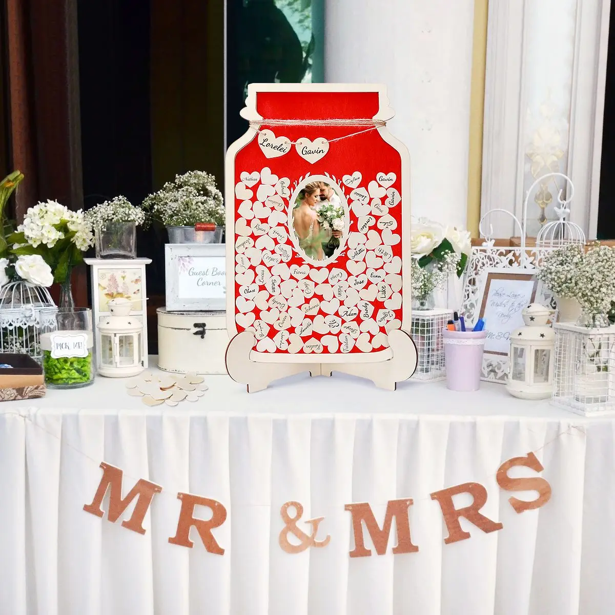 DIY Wooden Guest Book With Bracket Drop Box Jar Guest Book Keepsake Box Signing Board For Wedding Anniversary Engagement 50x33cm
DIY Wooden Guest Book With Bracket Drop Box Jar Guest Book Keepsake Box Signing Board For Wedding Anniversary Engagement 50x33cm