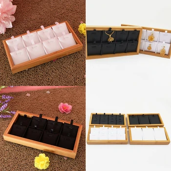 3 Grids/8 Slots Natural Bamboo Wooden Box PU Leather Pad Earring Necklalce Display Showcase Tray
3 Grids/8 Slots Natural Bamboo Wooden Box PU Leather Pad Earring Necklalce Display Showcase Tray