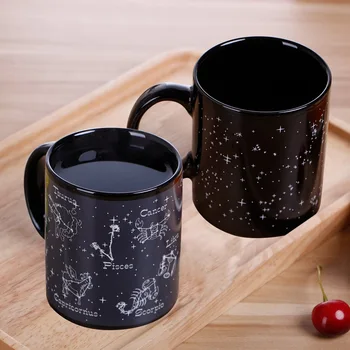 

Magic Sensitive Mug Color Change Ceramic Cup Heat Twelve Constellations Temperature Changing Coffee Mug Cap Gift