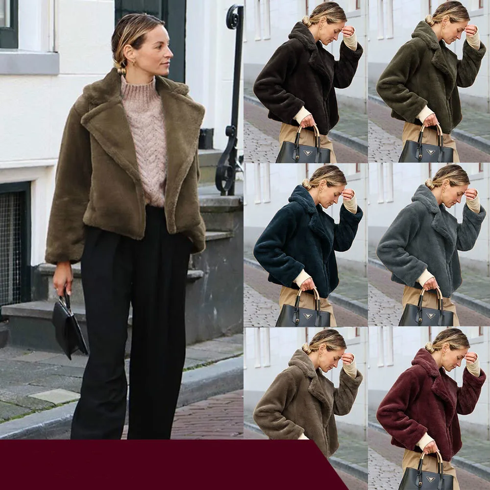 Winter Coat Women European and American Women's Autumn and Winter Faux Fur Plush Cardigan Short Plush Coat Pocket Top Women
Winter Coat Women European and American Women's Autumn and Winter Faux Fur Plush Cardigan Short Plush Coat Pocket Top Women