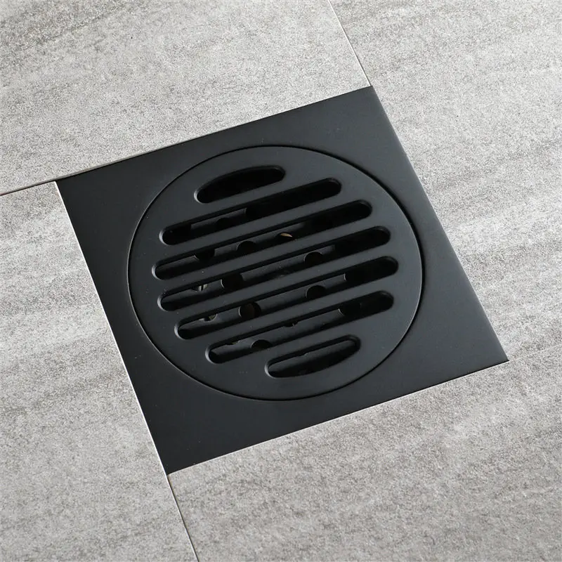 

Black Chrome SFloor Drain Brass Shower Drainer Grate Waste Tile Insert Square Floor Waste Grates Bathroom Drains Drain Strainers