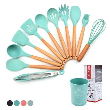 12 Pcs Non-stick Silicone Cooking Utensils Kitchen Tools Set Spatula Tongs Wooden Handle Kitchenware Cookware Accessories Gift
12 Pcs Non-stick Silicone Cooking Utensils Kitchen Tools Set Spatula Tongs Wooden Handle Kitchenware Cookware Accessories Gift