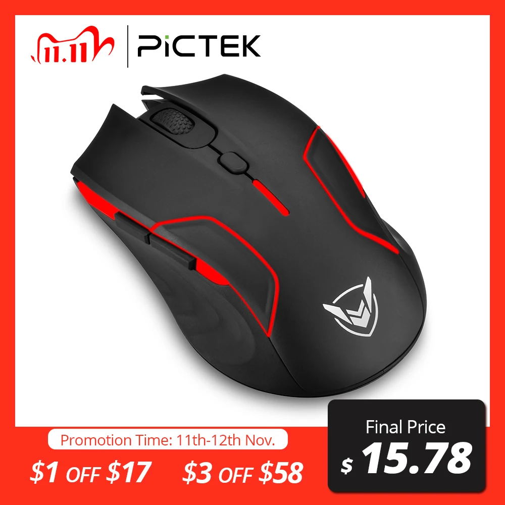 PICTEK PC280 Gaming Mouse Customizable RGB Backlight Wireless Mice with 6 Programmable Button Up to 10000DPI for PC Gamer Laptop
PICTEK PC280 Gaming Mouse Customizable RGB Backlight Wireless Mice with 6 Programmable Button Up to 10000DPI for PC Gamer Laptop