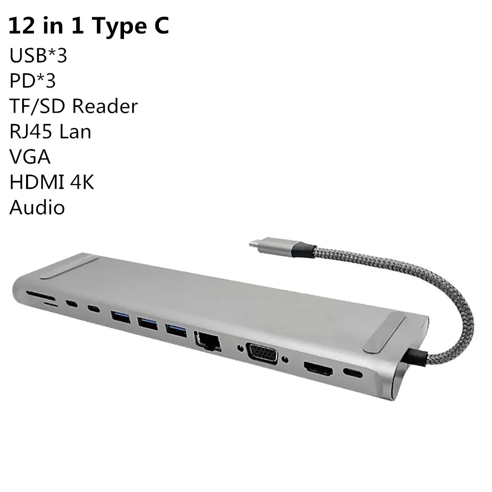 USB 3.0 Hub USB Splitter 3.1 Type C Hub To HDMI 4K Adapter Dock 12 in 1 Multi USB C HUB For MacBook Pro PC Computer Accessories
USB 3.0 Hub USB Splitter 3.1 Type C Hub To HDMI 4K Adapter Dock 12 in 1 Multi USB C HUB For MacBook Pro PC Computer Accessories