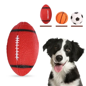 

Dog Toys Squeak Sound Dog Ball Rubber Rubgby Football Basketball Interactive Toys For Dogs Small Medium Large Pets Toy Supplies