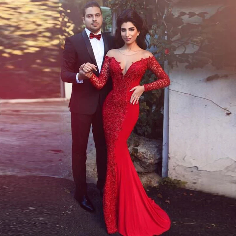 2018 Red Lace Mermaid long Sleeve Formal Sheer Sexy Evening Gown vestido de noiva Robe de Soiree mother of the bride dresses
2018 Red Lace Mermaid long Sleeve Formal Sheer Sexy Evening Gown vestido de noiva Robe de Soiree mother of the bride dresses