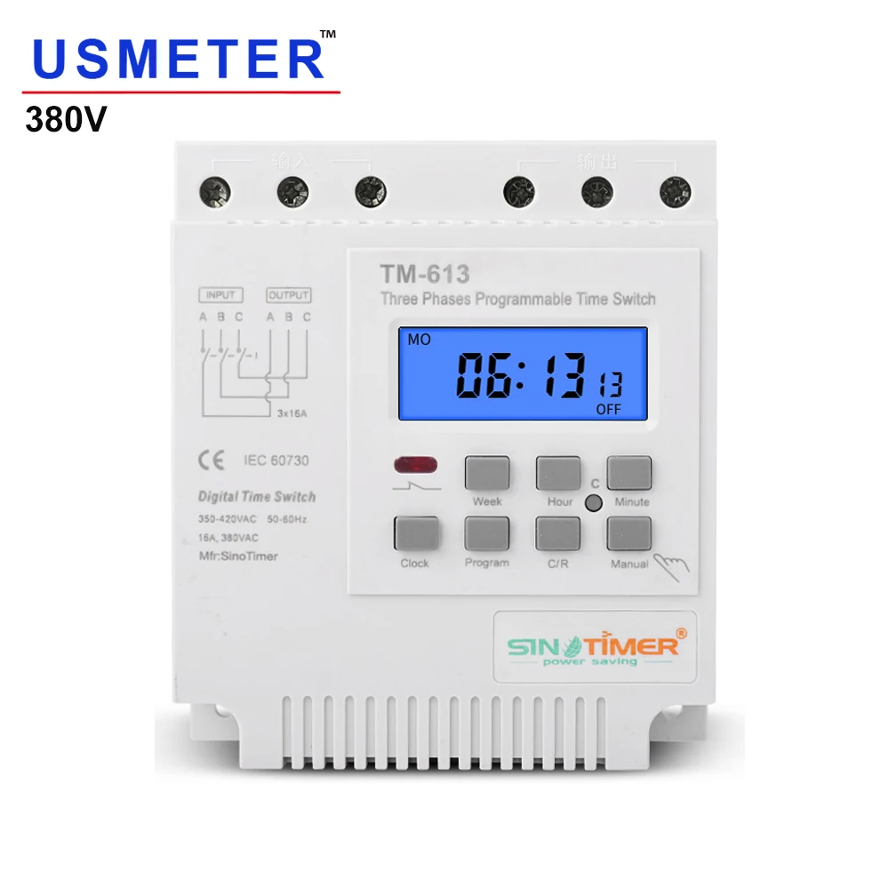 TM613 380V 16A Three phases 7 Days Programmable 16A Relay Digital Timer Switch Motor Automatic Intelligent Controller
TM613 380V 16A Three phases 7 Days Programmable 16A Relay Digital Timer Switch Motor Automatic Intelligent Controller