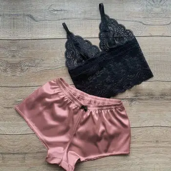 New Fashion sexy Women Satin Lace V-Neck Camisole Bowknot Shorts Set Sleepwear Pajamas Lingerie ladies 2020 night wear hot 50**
New Fashion sexy Women Satin Lace V-Neck Camisole Bowknot Shorts Set Sleepwear Pajamas Lingerie ladies 2020 night wear hot 50**