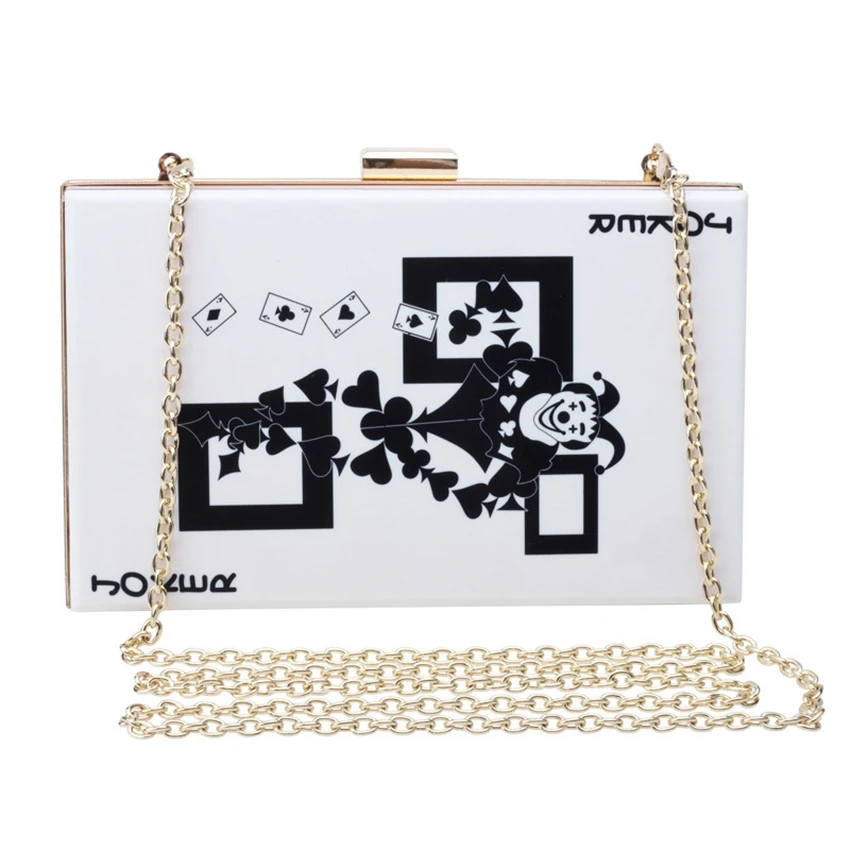 Spring and summer new acrylic playing cards personalized chain bag college style banquet clutch dinner bag shoulder bag
Spring and summer new acrylic playing cards personalized chain bag college style banquet clutch dinner bag shoulder bag