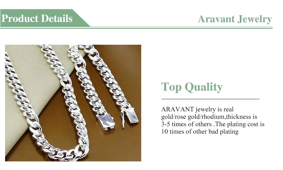 Aravant 925 Silver Jewelry Sets For Women Men Sideway Necklaces Bracelets Jewelry Gifts