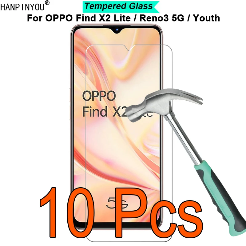 

10 Pcs/Lot For OPPO Find X2 Lite / Reno3 5G / Youth 9H Hardness 2.5D Toughened Tempered Glass Film Screen Protector Guard