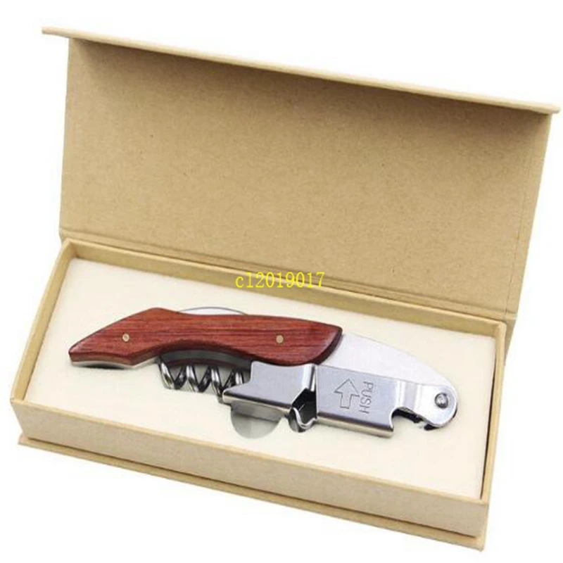 

Hippocampal Knife Stainless Steel Red Wine Wood Bottle Can Opener Multi Function Beer Kitchen Small Tools Screw Corkscrew