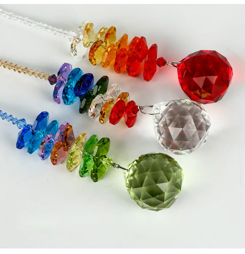 Description Picture 4 of itemCrystal Prism Suncatcher 3cm Faceted Ball Chandelier Part Rainbow Maker Window Hanging Ornament Home Garden Wedding Decor Crafts