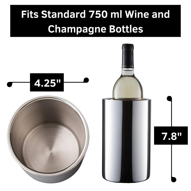 Insulated Wine Cooler Bucket With Wine Aerator - Fits 750Ml Wine Bottles, Keeps Wine Cold For Hours | Sweat-Free Stainless Steel
Insulated Wine Cooler Bucket With Wine Aerator - Fits 750Ml Wine Bottles, Keeps Wine Cold For Hours | Sweat-Free Stainless Steel