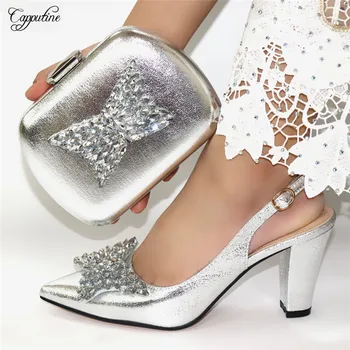 Graceful silver spring/autumn high heel pointed toe shoes and clutch bag set for evening party CR174, heel height 9cm
Graceful silver spring/autumn high heel pointed toe shoes and clutch bag set for evening party CR174, heel height 9cm