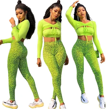 Punk Style Women Autumn Skinny Neon Green Long Sleeve Crop Top+ Leopard Trousers Two Piece Outfits Tracksuit Casual Female Sets
Punk Style Women Autumn Skinny Neon Green Long Sleeve Crop Top+ Leopard Trousers Two Piece Outfits Tracksuit Casual Female Sets