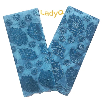 

Turquoise Blue Nigerian Lace Fabrics Swiss Mesh Material Latest 3d African Laces 2018 Gold Pearl High Quality French Lace Fabric