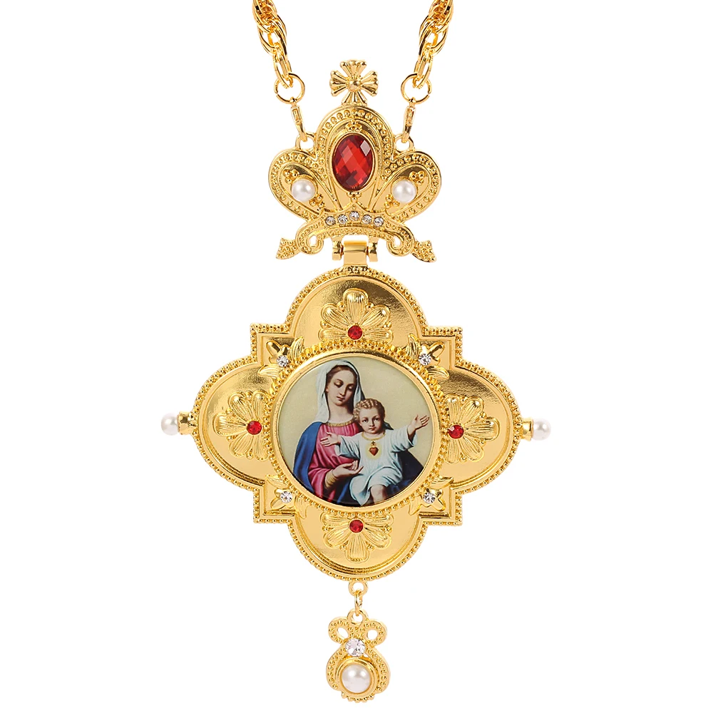 

Богородица Иисус, грудной крест, православный распятие, Длинные подвески, ожерелье, религиозный пастор, молитвенные украшения