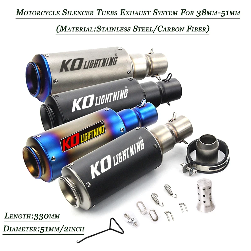 330mm Silencer Motorcycle 51 mm Exhaust Muffler Pipe Stainless Steel Carbon Fiber Tail Escape Removable DB Killer Dirt Bike ATV
330mm Silencer Motorcycle 51 mm Exhaust Muffler Pipe Stainless Steel Carbon Fiber Tail Escape Removable DB Killer Dirt Bike ATV
