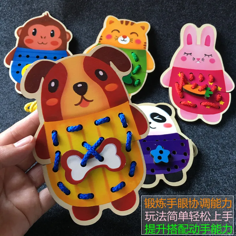 Children GIRL'S Hand-woven DIY Wood Educational Toy Animal Threading Board Enough Rope Exercise Hand-Eye Coordination 
Children GIRL'S Hand-woven DIY Wood Educational Toy Animal Threading Board Enough Rope Exercise Hand-Eye Coordination