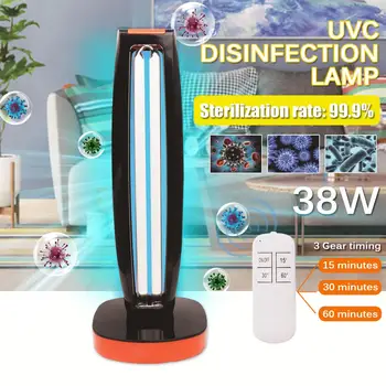 

38W Wireless RC UV Germicidal Light Ultraviolet Lamp 110V/220V UVC Sterilizer Kill Mite Disinfection Lamp Removal Rate 99.99%