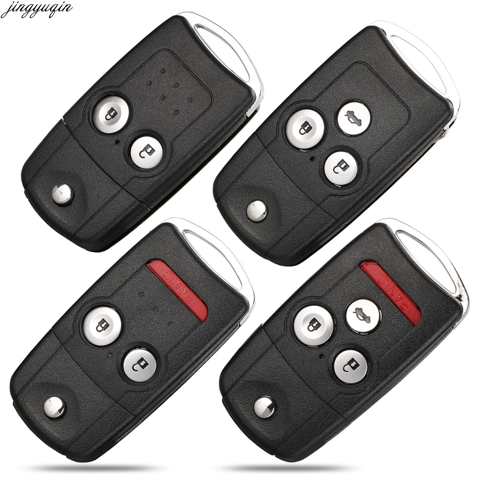 

Jingyuqin Remote Flip Car Key Case Shell For Honda Acura Civic Accord Jazz CRV HRV 2/3/4 Buttons Fob Housing Replacement