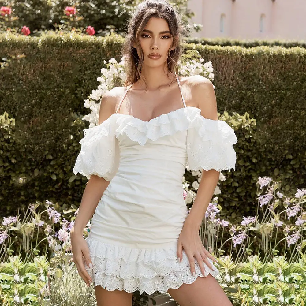 Elegant 2019 Party Dress Women Puff Sleeve Female Dress robe femme Hollow Out Solid White Lace Ruffles Dresses Vestido
Elegant 2019 Party Dress Women Puff Sleeve Female Dress robe femme Hollow Out Solid White Lace Ruffles Dresses Vestido