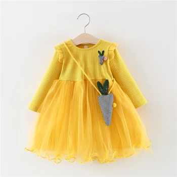 Baby Girls Clothes 0-4T New Spring Spring Dresses for Girls Long Sleeve Patchwork Mesh Dress Kids Sundress With Carrot Shape Bag
Baby Girls Clothes 0-4T New Spring Spring Dresses for Girls Long Sleeve Patchwork Mesh Dress Kids Sundress With Carrot Shape Bag