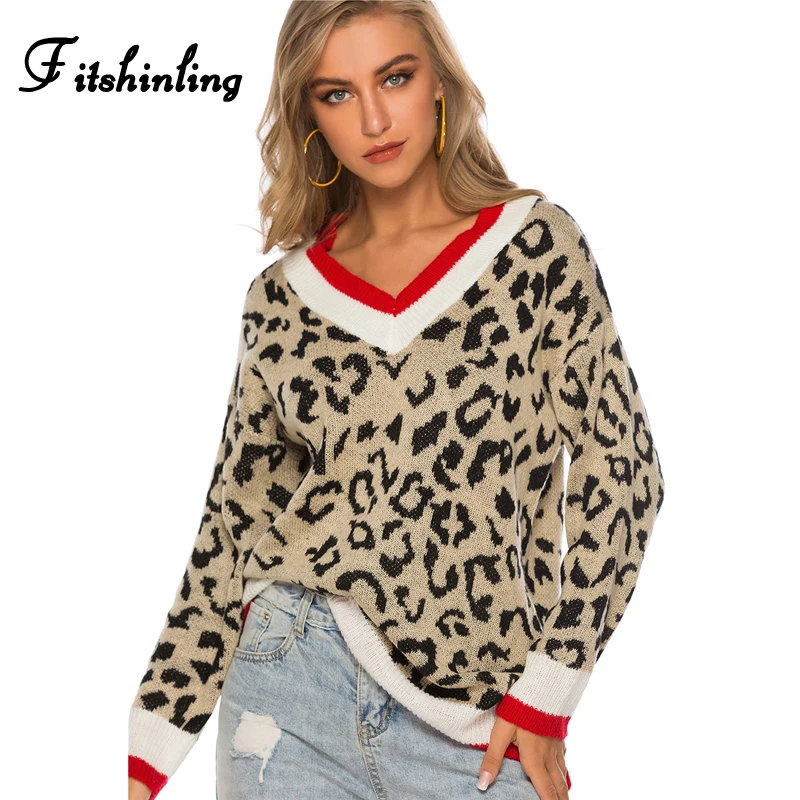 Fitshinling Leopard V Neck Sweater Autumn Winter Pullovers Knitwear Boho Casual Slim Jumper Sweaters For Women Clothing 2019 New
Fitshinling Leopard V Neck Sweater Autumn Winter Pullovers Knitwear Boho Casual Slim Jumper Sweaters For Women Clothing 2019 New