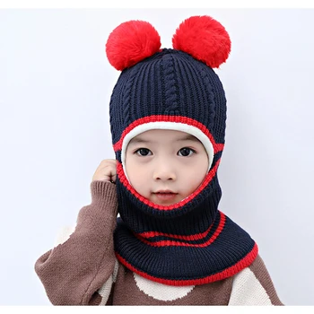 Knit Cap Winter Hat Woolen Collar Siamese Hat Hair Ball Dome Plus Velvet Thicken Winter Warm Bib children Hat
Knit Cap Winter Hat Woolen Collar Siamese Hat Hair Ball Dome Plus Velvet Thicken Winter Warm Bib children Hat