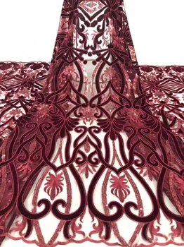 6colors soft and smooth African velvet net lace fabric wine red French lace fabric with sequins embroidery for dress FZZ445
6colors soft and smooth African velvet net lace fabric wine red French lace fabric with sequins embroidery for dress FZZ445