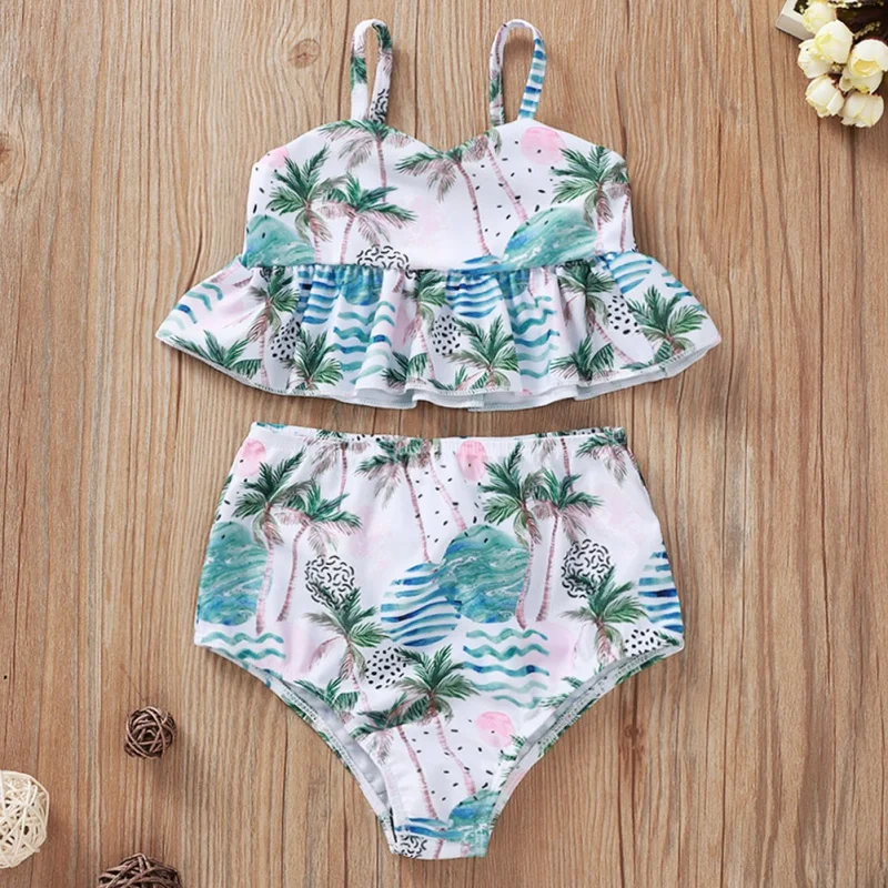 Swimwear Girls Swimming Costume Two Piece Swimsuit Coconut Tree Print Ruffles Sling Swim Trunks Bathing Suit Set 1-5T
Swimwear Girls Swimming Costume Two Piece Swimsuit Coconut Tree Print Ruffles Sling Swim Trunks Bathing Suit Set 1-5T