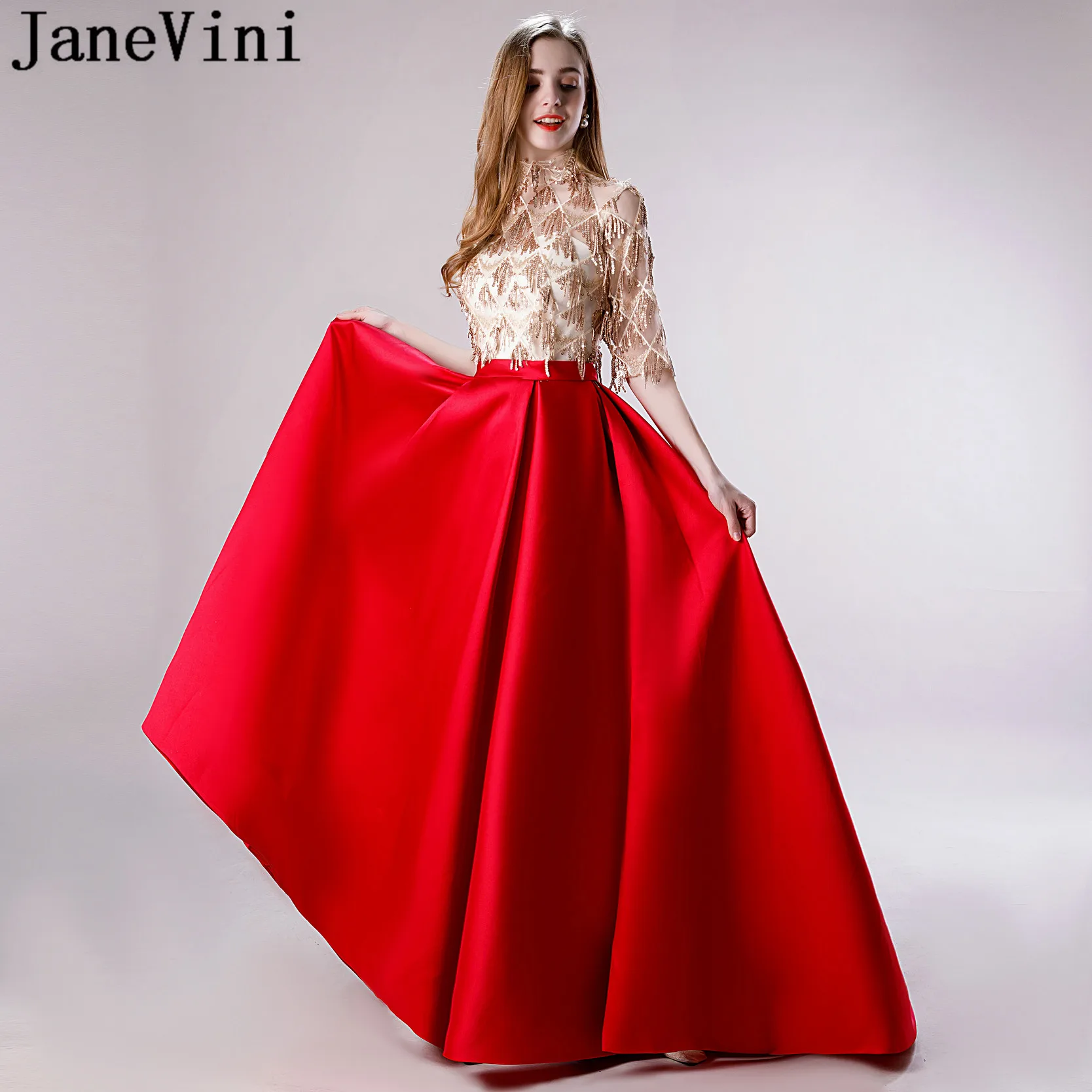 JaneVini Arabic Long Red Prom Dresses 2019 A Line Satin Gold Sequins High Neck Formal Ball Gowns Half Sleeve Evening Party Dress
JaneVini Arabic Long Red Prom Dresses 2019 A Line Satin Gold Sequins High Neck Formal Ball Gowns Half Sleeve Evening Party Dress