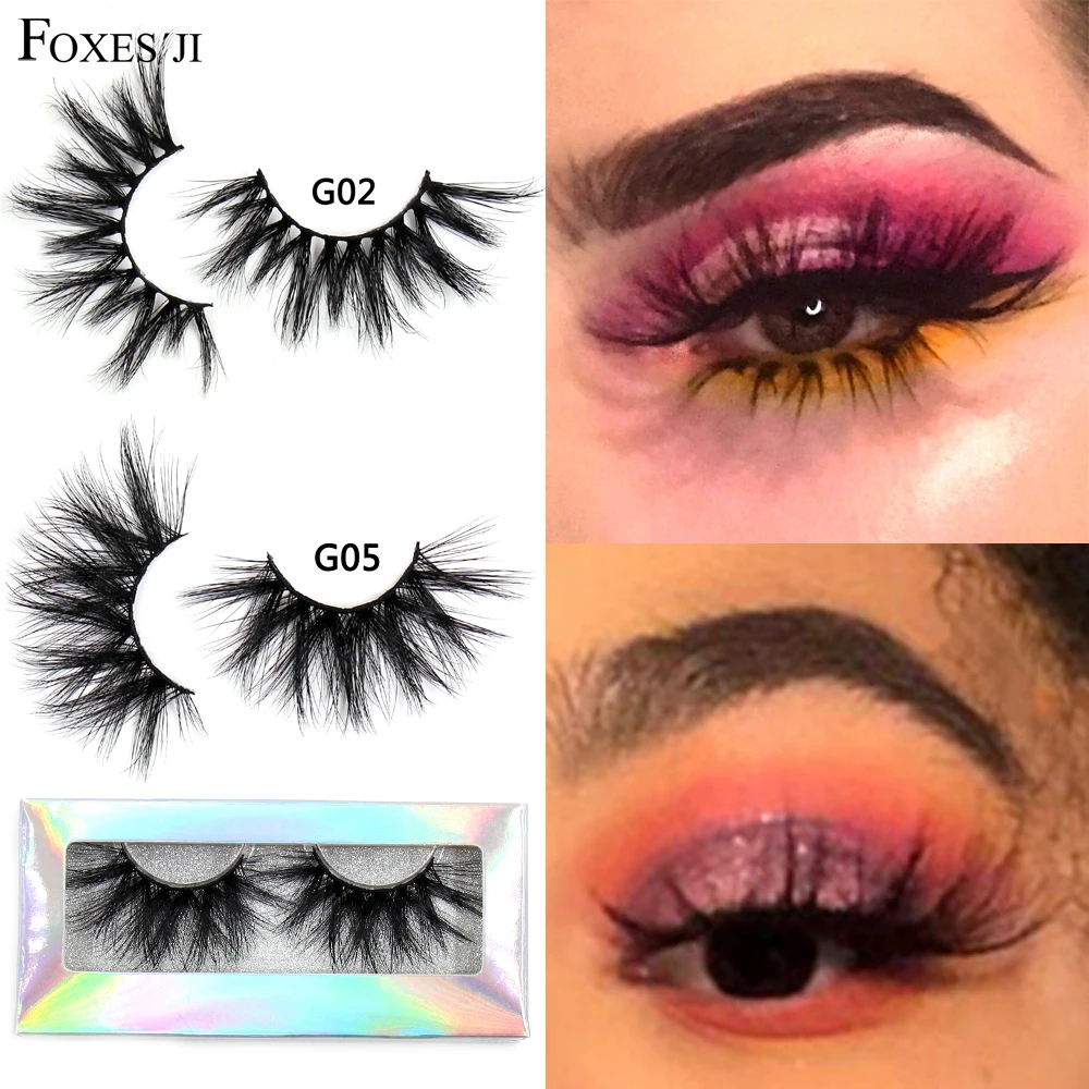 

FOXESJI False Eyelashes 25mm Lashes Crisscross Thick Fluffy 100% Cruelty free 3D Mink Eyelashes Extension Dramatic Eye Lashes