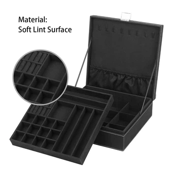 2-Layer Flannel Jewelry Box Storage Box Large Capacity Jewelry Display Storage Box, Black with Lock
2-Layer Flannel Jewelry Box Storage Box Large Capacity Jewelry Display Storage Box, Black with Lock