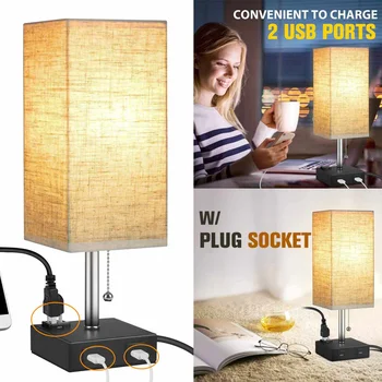 Modern Simple Rectangular Table Lamp Wooden Base Bedroom Bedside LED Lamp Study Table Lamp with 2 USB Port
Modern Simple Rectangular Table Lamp Wooden Base Bedroom Bedside LED Lamp Study Table Lamp with 2 USB Port