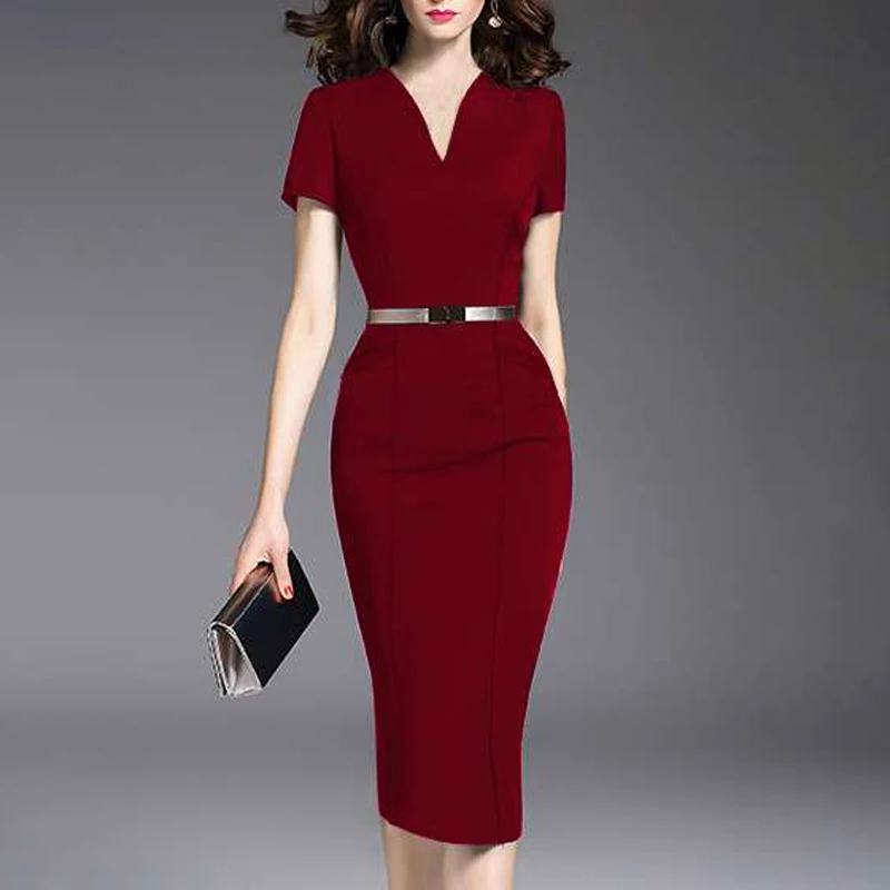 Elegant Office OL Women High Waist Dress Short Sleeve V Neck Solid Bud Pencil Dresses For Cocktail Party Dress
Elegant Office OL Women High Waist Dress Short Sleeve V Neck Solid Bud Pencil Dresses For Cocktail Party Dress