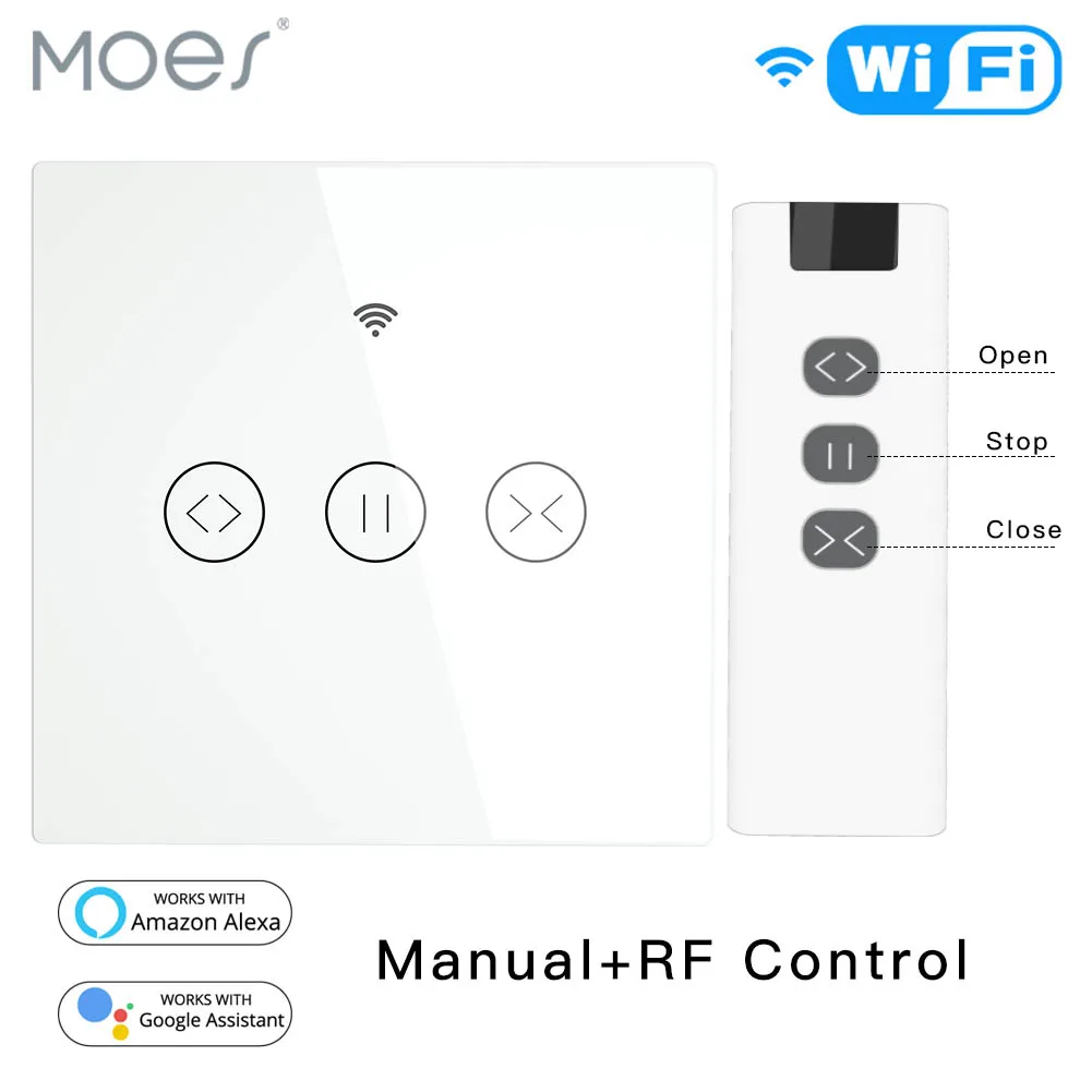 RF WiFi Smart Touch Curtain Blinds Roller Shutter Switch Tuya Smart Life App Remote Control,Work with Alexa Echo Google Home
RF WiFi Smart Touch Curtain Blinds Roller Shutter Switch Tuya Smart Life App Remote Control,Work with Alexa Echo Google Home