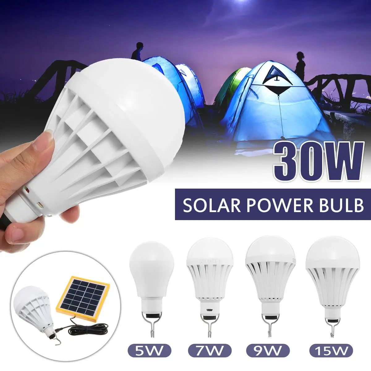 Solar Panel LED Light Bulb 5W 7W 9W 15W 30W Indoor Outdoor Camping USB Powered Emergency Solar Lamp Camp Tent Energy Light
Solar Panel LED Light Bulb 5W 7W 9W 15W 30W Indoor Outdoor Camping USB Powered Emergency Solar Lamp Camp Tent Energy Light
